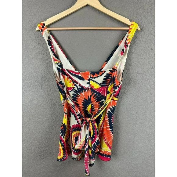 Trina Turk Silk Top Blouse Size 4 Colorful Sleeveless Geometric Multicolor - Picture 6 of 11
